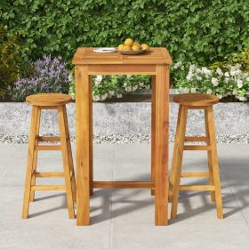 3 Piece Patio Dining Set Solid Wood Acacia
