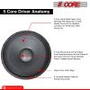 5 Core Subwoofer Audio Speaker- 18 inch Paper Cone, Dual Voice Coil 8 Ohm Impedance, 850W PMPO, RMS is 500W for Car, DJ, Home Audio- FR 18 190 AL