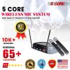 5 Core Wireless Microphone System with case; VHF Dual 2 Handheld Mics Professional WM 5CPGVX