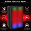Portable Wireless Party Speaker 8in Colorful Lights DJ PA System with TWS Function FM Radio USB MMC Card Reading Aux In Recording Function Mic