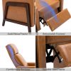 Wood-Framed PU Leather Recliner Chair Adjustable Home Theater Seating with Thick Seat Cushion and Backrest Modern Living Room Recliners; Brown