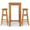 3 Piece Patio Dining Set Solid Wood Acacia