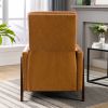 Wood-Framed PU Leather Recliner Chair Adjustable Home Theater Seating with Thick Seat Cushion and Backrest Modern Living Room Recliners; Brown