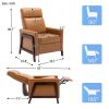 Wood-Framed PU Leather Recliner Chair Adjustable Home Theater Seating with Thick Seat Cushion and Backrest Modern Living Room Recliners; Brown
