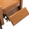 Wood-Framed PU Leather Recliner Chair Adjustable Home Theater Seating with Thick Seat Cushion and Backrest Modern Living Room Recliners; Brown