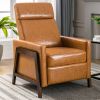 Wood-Framed PU Leather Recliner Chair Adjustable Home Theater Seating with Thick Seat Cushion and Backrest Modern Living Room Recliners; Brown