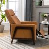 Wood-Framed PU Leather Recliner Chair Adjustable Home Theater Seating with Thick Seat Cushion and Backrest Modern Living Room Recliners; Brown