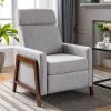 Wood-Framed Upholstered Recliner Chair Adjustable Home Theater Seating with Thick Seat Cushion and Backrest Modern Living Room Recliners, Gray