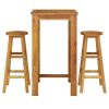 3 Piece Patio Dining Set Solid Wood Acacia