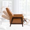 Wood-Framed PU Leather Recliner Chair Adjustable Home Theater Seating with Thick Seat Cushion and Backrest Modern Living Room Recliners; Brown