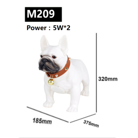 New Bluetooth Speaker Whole Body Dog Creative Gift Cartoon Bulldog FM Radio Desktop Collection Audio (Option: White-M209-USB)