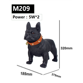 New Bluetooth Speaker Whole Body Dog Creative Gift Cartoon Bulldog FM Radio Desktop Collection Audio (Option: Black-M209-USB)