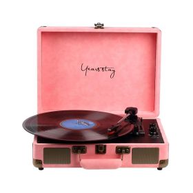 Leather Case Bluetooth Phonograph Turntable (Option: Pink-UK)