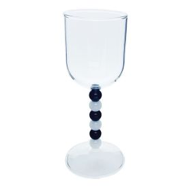 Fashion Bead Goblet Heat-resistant Glass Wine Glass (Option: Black and white)