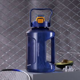 Large Capacity Straw Cup Gradient Plastic Water Bottle (Option: Transparent blue-2.4L)