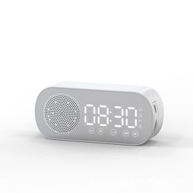 New Wireless Bluetooth Speaker Clock Dual Alarm Support TF Card FM Radio Soundbar HIFI Music Box Soundbar (Color: White)
