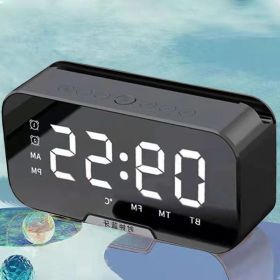 S8 Wireless Bluetooth Speaker HD Led Display Multifunction Stereo Bass Speakers Alarm Clock FM Radio TF Card Aux Music Playback. (Color: S7 BLACK)