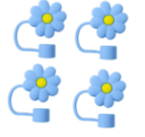 Colorful 4pcs Silicone Straw Covers Cap Set Flower Design For 10mm Straws (Option: Blue-4PCS)